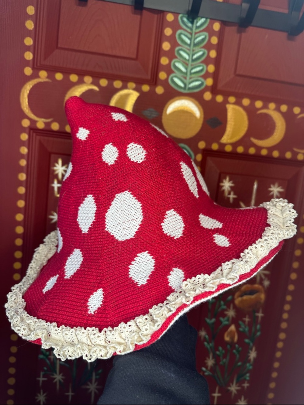 Mushroom Forest Fairy Witch Hat Brimmed with Lace Renaissance 🍄✨